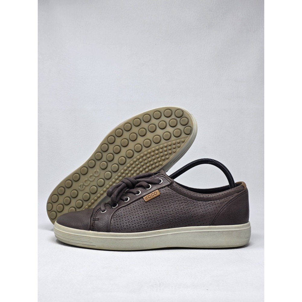 Ecco Soft 7 Perf Tie Sneaker Lace Up Brown Leather Men Size EU 43 US 9 Pre-owned